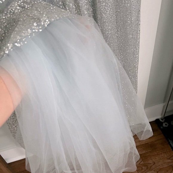 Ieena for Mac Duggal 12 Bustier Crystal Gown 261861 Blue Silver Cinderella - Picture 9 of 16